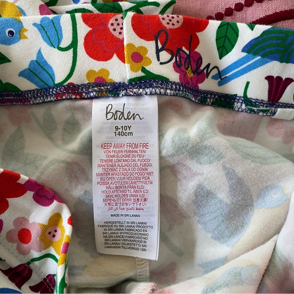 Mini Boden Colorful Floral Bird Print Fun Leggings 10 - Picture 11 of 12